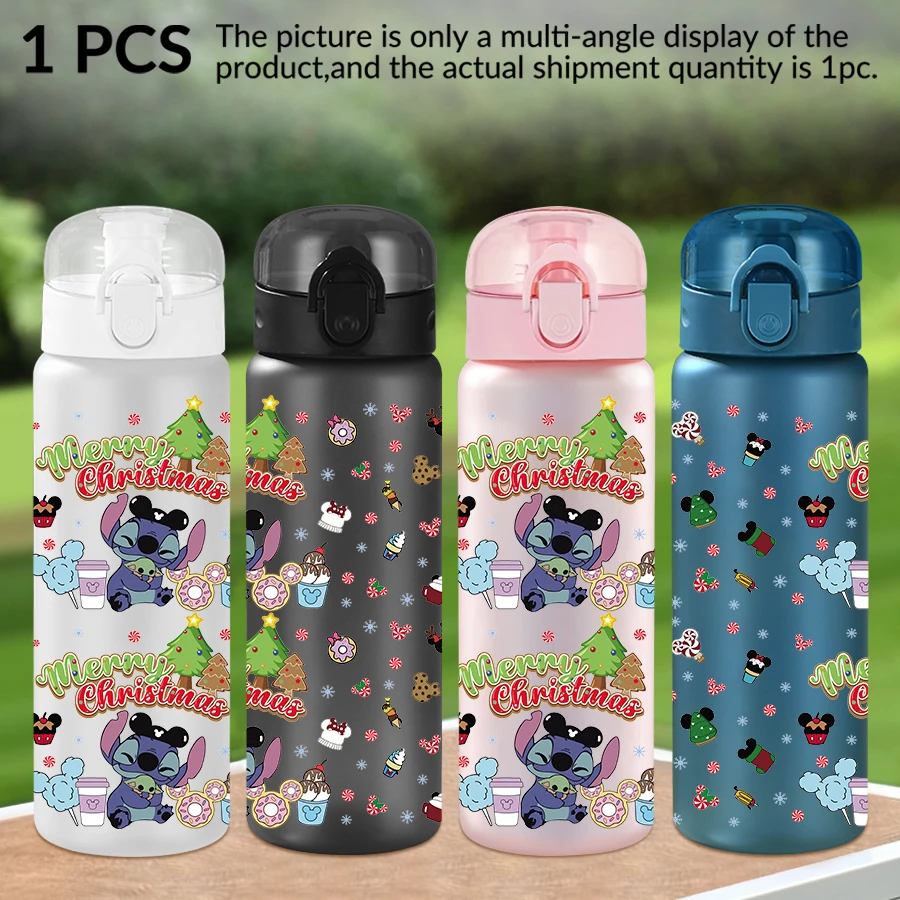 

1Pc Disney Stitch Christmas pattern 26oz plastic water bottle outdoor sports water cup birthday/back to school gift