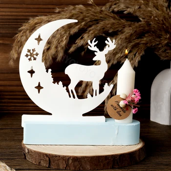 Weihnachten Elch Kerzenhalter Silikonform DIY Beton Zement Kerzenständer Form Weihnachten Ornament Harz Gips Formen Home Art Decor