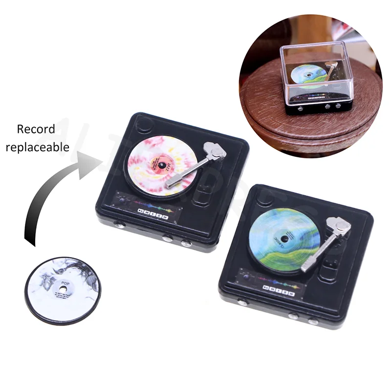 12 인형집 미니어처 CD 플레이어 - 홈 모델 장식 장난감 인형집 액세서리 디스크 플레이어