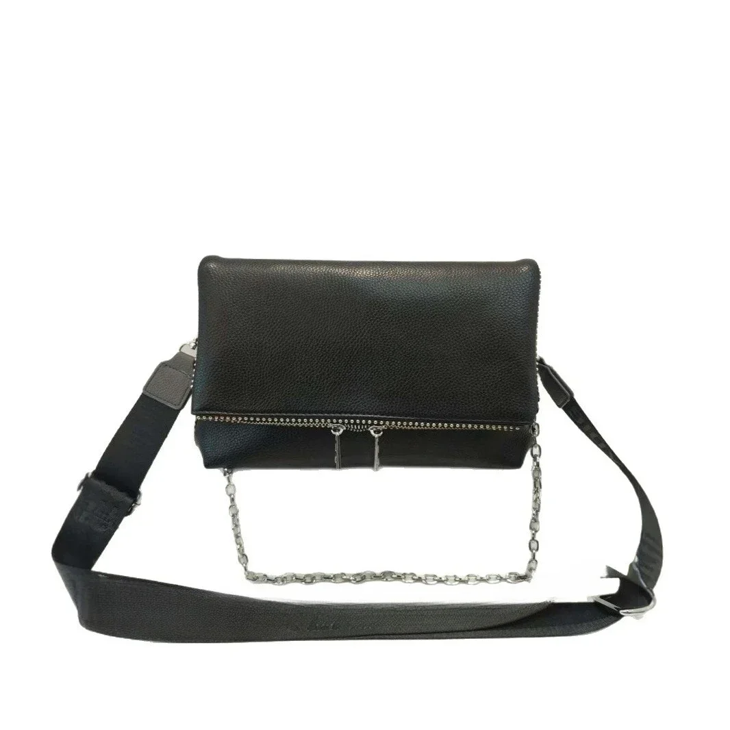 2025 ZV bolso de mujer de estilo casual de doble capa con cadena de hierro retro y ala informal simple y de moda