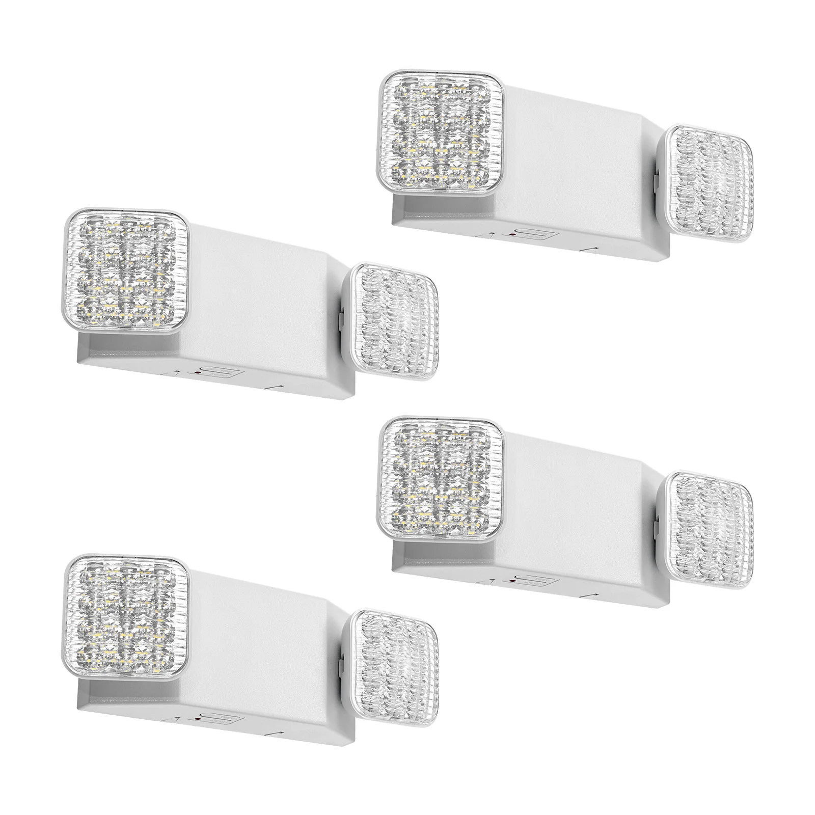 VEVOR 4 Pack Emergency Lights with Battery Backup Two Square Head Adjustable AC 120/277V 90-Minute Backup for Business