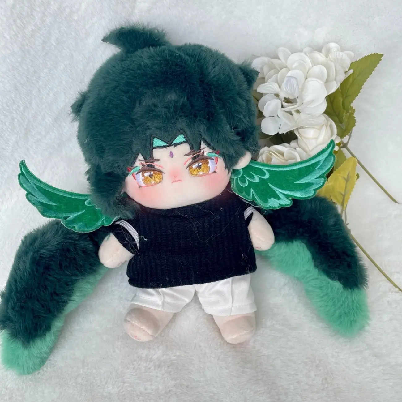 

20cm Game Genshin Impact Xiao Anime Figures Cosplay Plush Body Ear Tail Toys for Children Cartoon Plushies Gifts