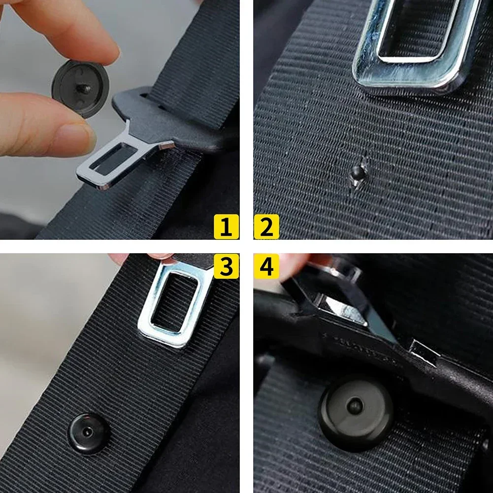 4 Pairs Seat Belt Button Buckle Stop Clips To Keep Seat Belt Buckle Firm And Prevent Falling Black Plastic Set