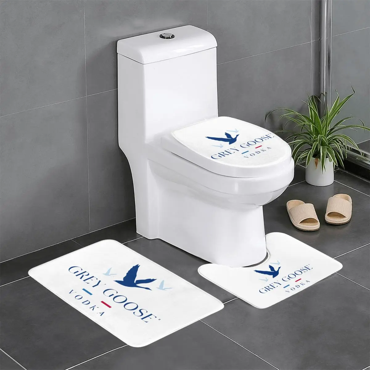 

Grey Goose Vodka 3 Piece Bath Mat Bathroom Set Toilet Lid Cover Home Decor Non-Slip Carpet Floor Rug