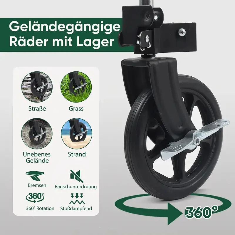 Sekey الألومنيوم Bollerwagen Faltbar XXL 165L، Faltbarer Bollerwagen Leichtgeweng، Klappbarer Bollerwagen Handwagen Faltwagen Be