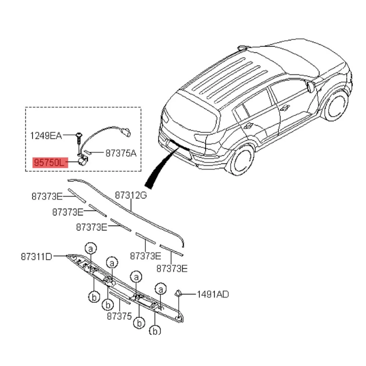 

Car Rear View Camera embly 95750-3W110 95750 3W100 for 2011-2016 Backup Park ist Camera 95750-4T100