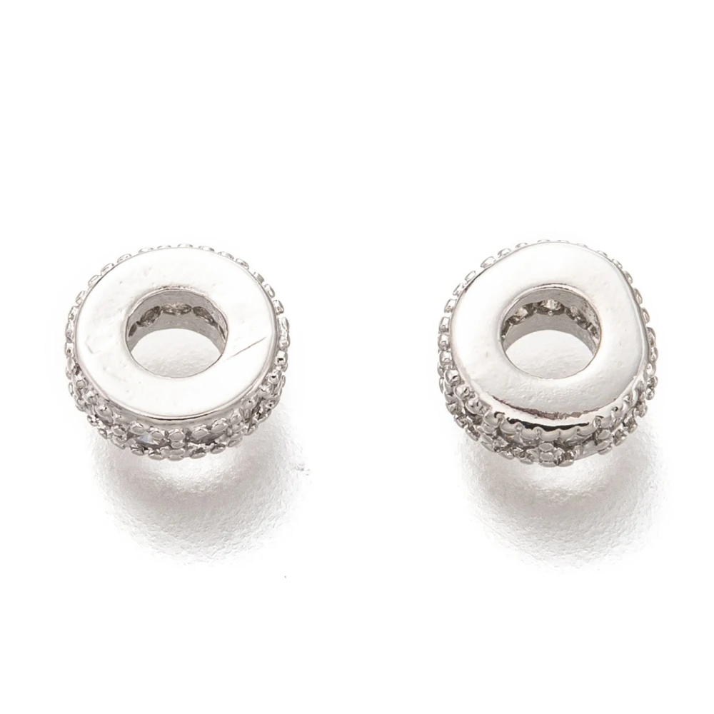 10Pcs Brass Micro Pave Clear Cubic Zirconia Charms Long-Lasting Plated Rings Platinum for Women Festival Elegant Gifts 6x2.5mm