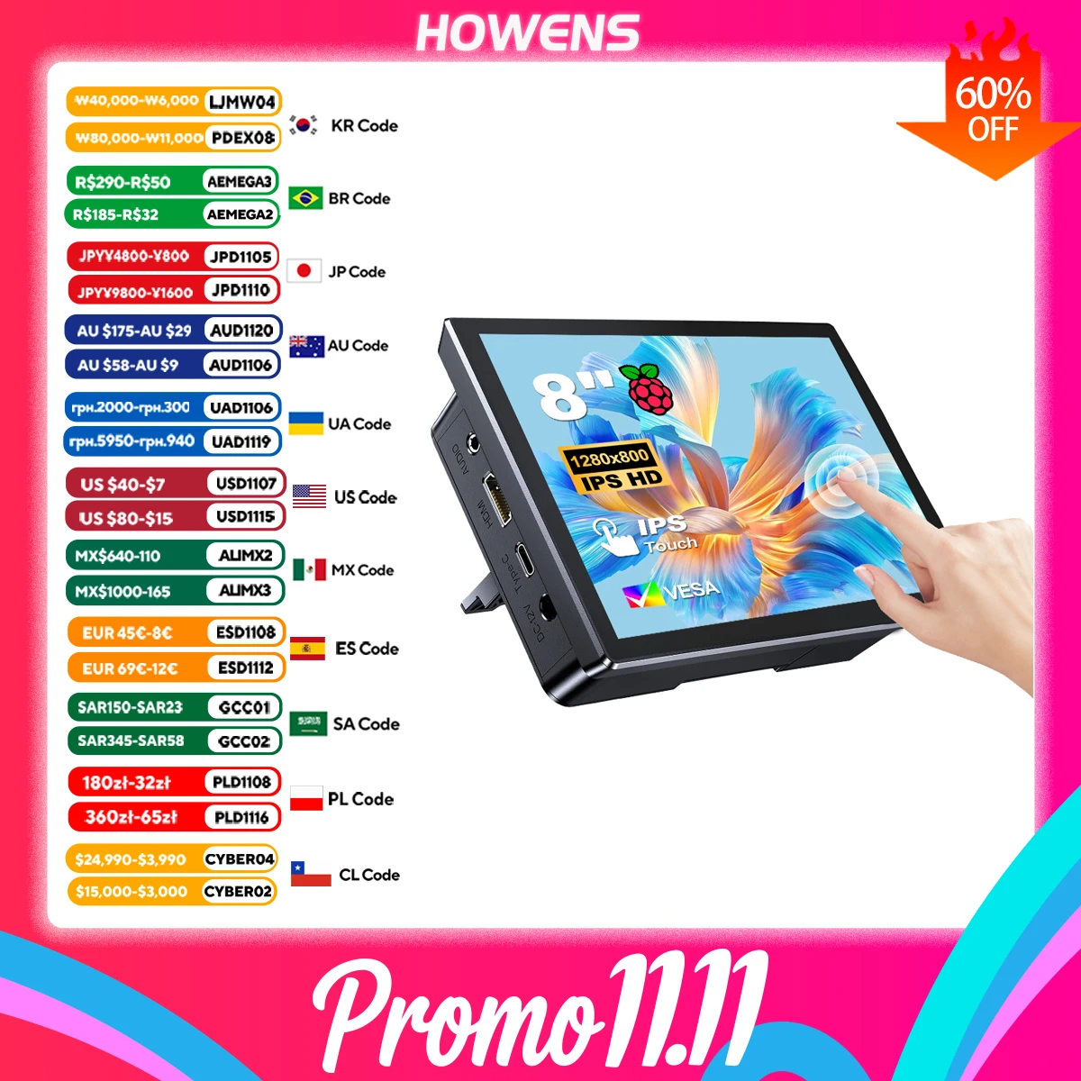Pi 4 Case - 7 8 inch 1280x800 Portable Touchscreen