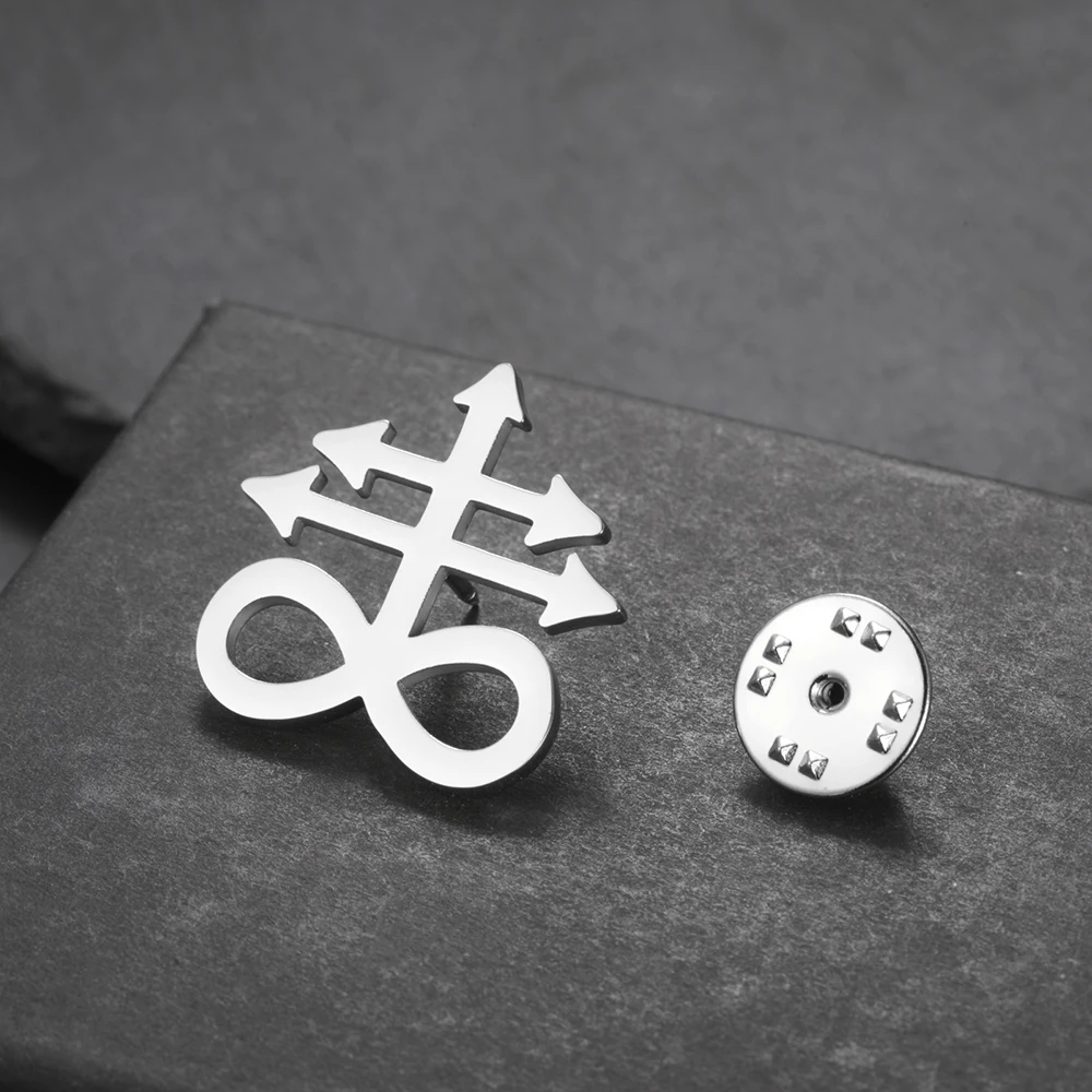 Dawapara Leviathan Cross Brooches Stainless Steel Christian Symbol Badge Pin Religious Amulet Jewelry Gifts