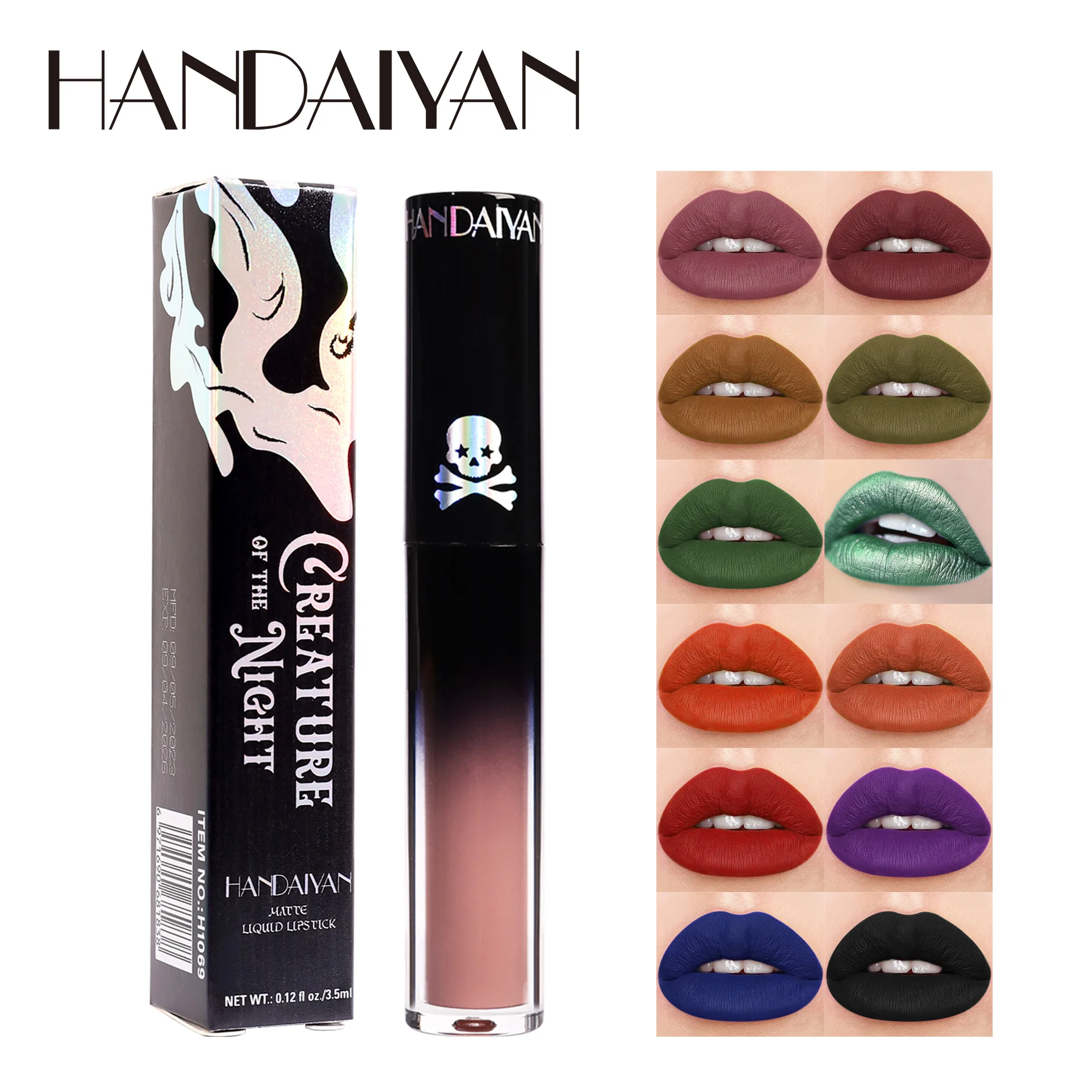 Handaiyan Halloween lip gloss matte lip gloss liquid lipstick available in 12 colors