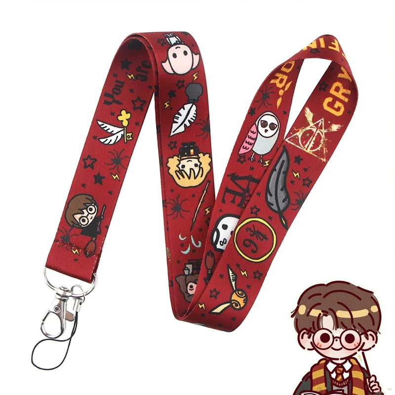 Hogwarts School of Magic Lanyard, Cute Cartoon Hermiones Rons, Phone Charm, Neck Strap for Key, ID Card, Protective Case, Rope