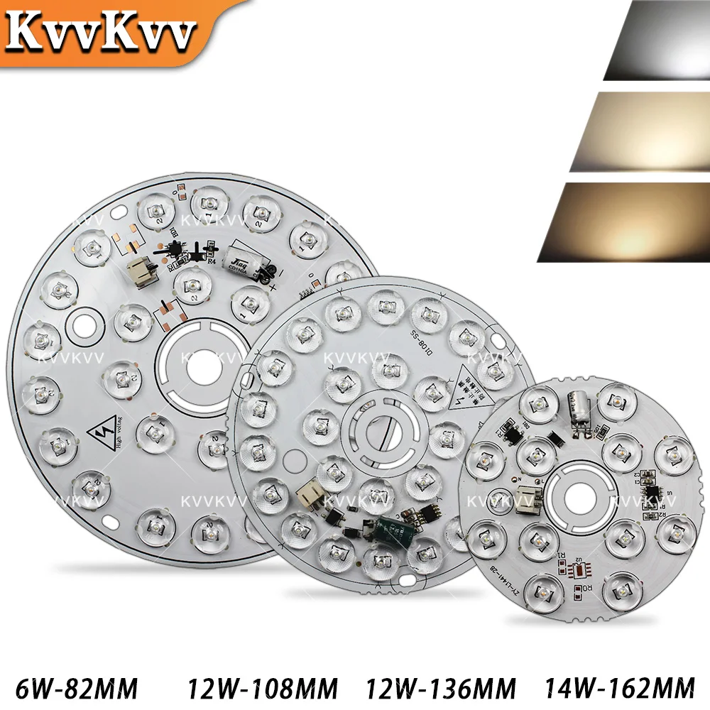 220V LED Panel Light Ceiling Light LED 14W Module Ceiling Fan 3 Colors Light Kit 6W 12W Dimmable Round Replacement DIY Panel