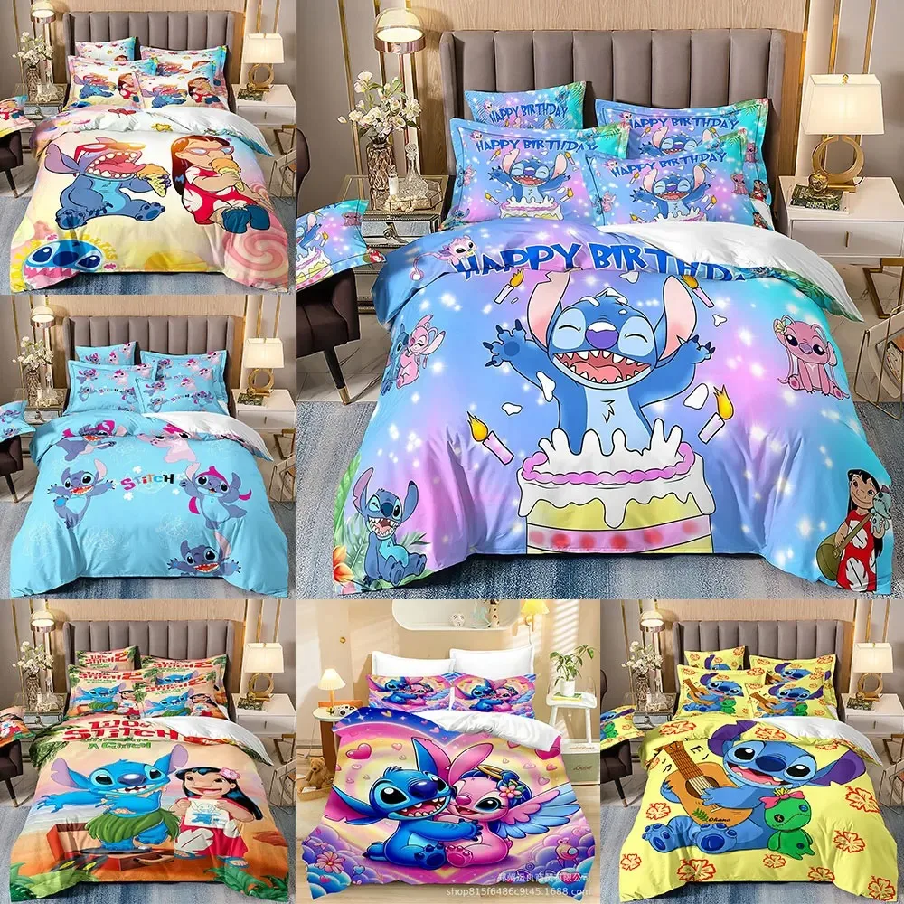 

Stitch Bedding Sets Comforter Quilt Bed Cover Duvet Cover Pillow Case 2-3 Pieces Sets Kids Adult Size Bedroom Home Supplies