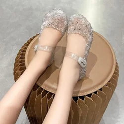 Summer Princess Shoes Children Ankle Buckle Strap Sandals Kids High Heel Crystal Baby Party Sandals Toddler Slippers Beach Shoes