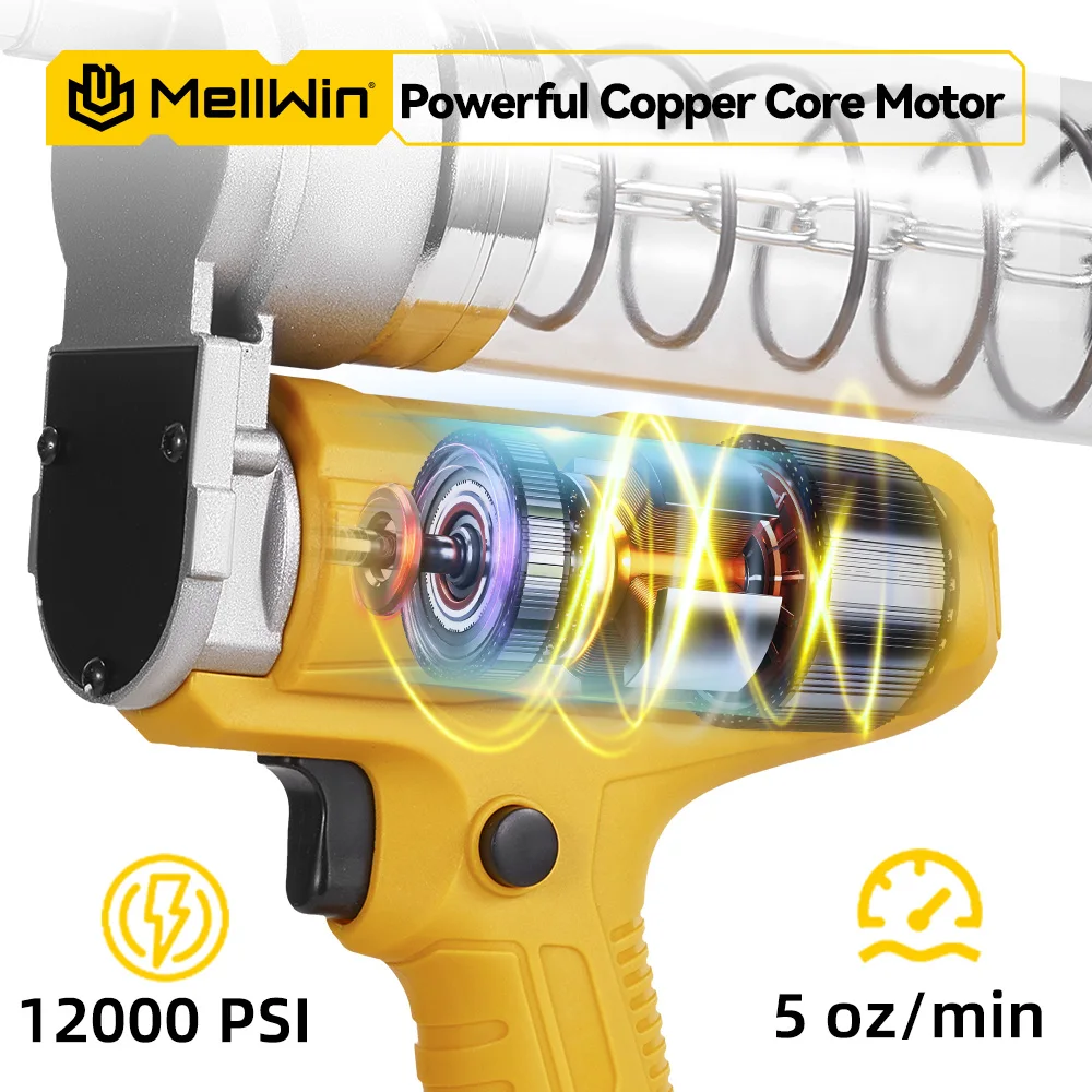 MELLWIN Electric Grease Gun 12000PSI 82MPa High Pressure Lubricating Oil Injector Machine Grease Gun for Makita 18V Battery Pin - Image 2