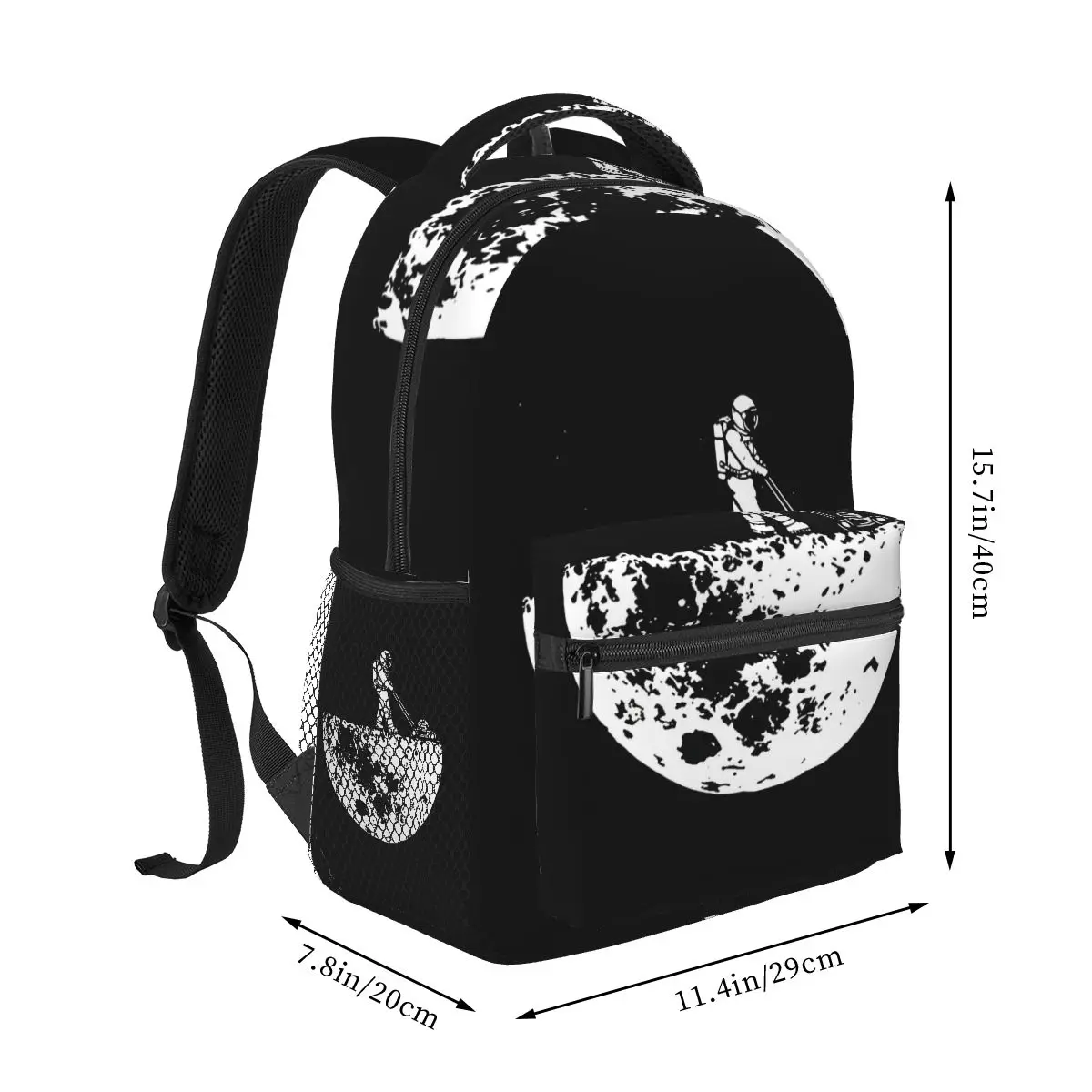 Moon And Astronaut Print Student Backpack School Bag Hiking Travel Daypack for Boys Girls Fashion Bookbag Shoulder Bags
