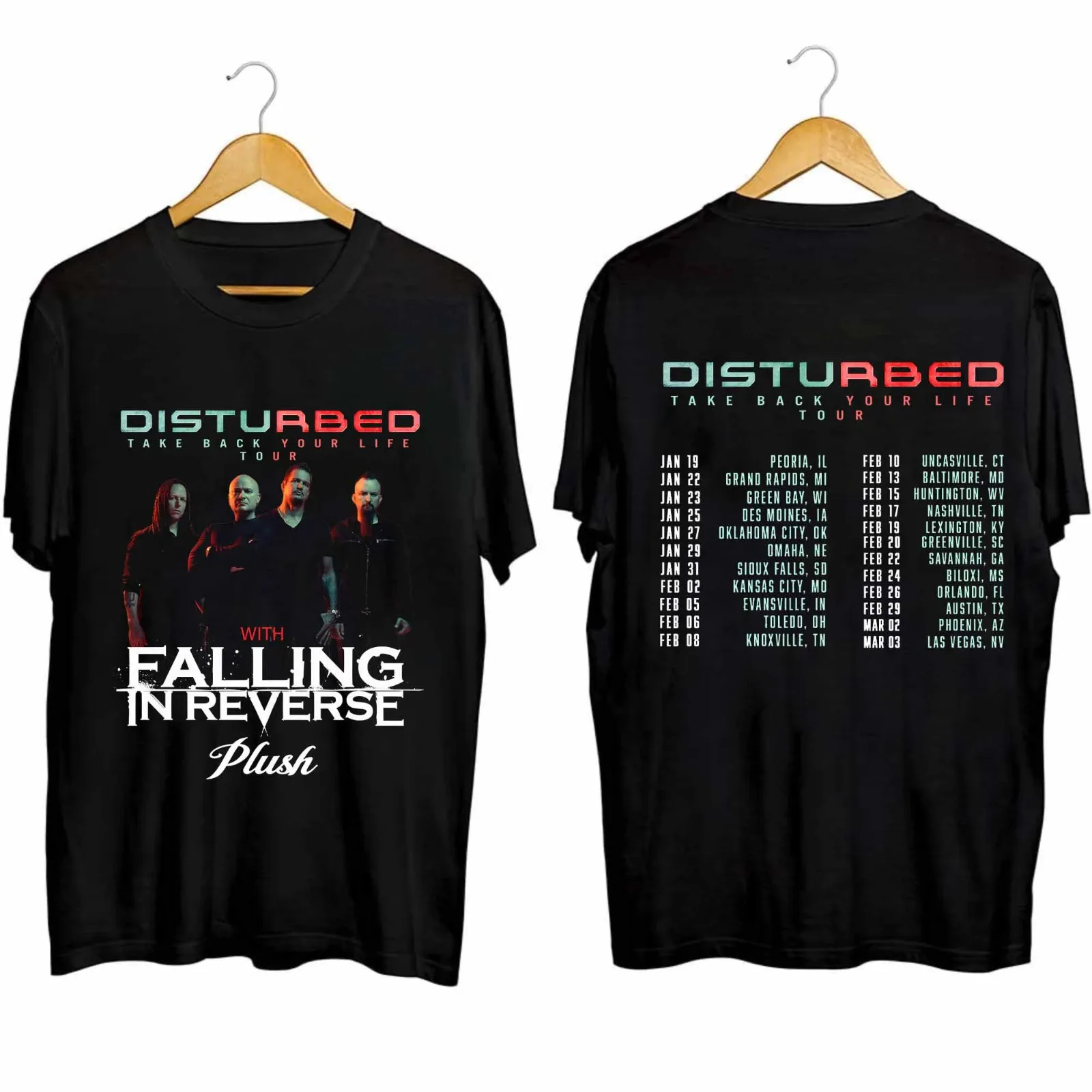 

Disturbed 2024 Tour футболка черная двойная сторона S-5XL для фанатов