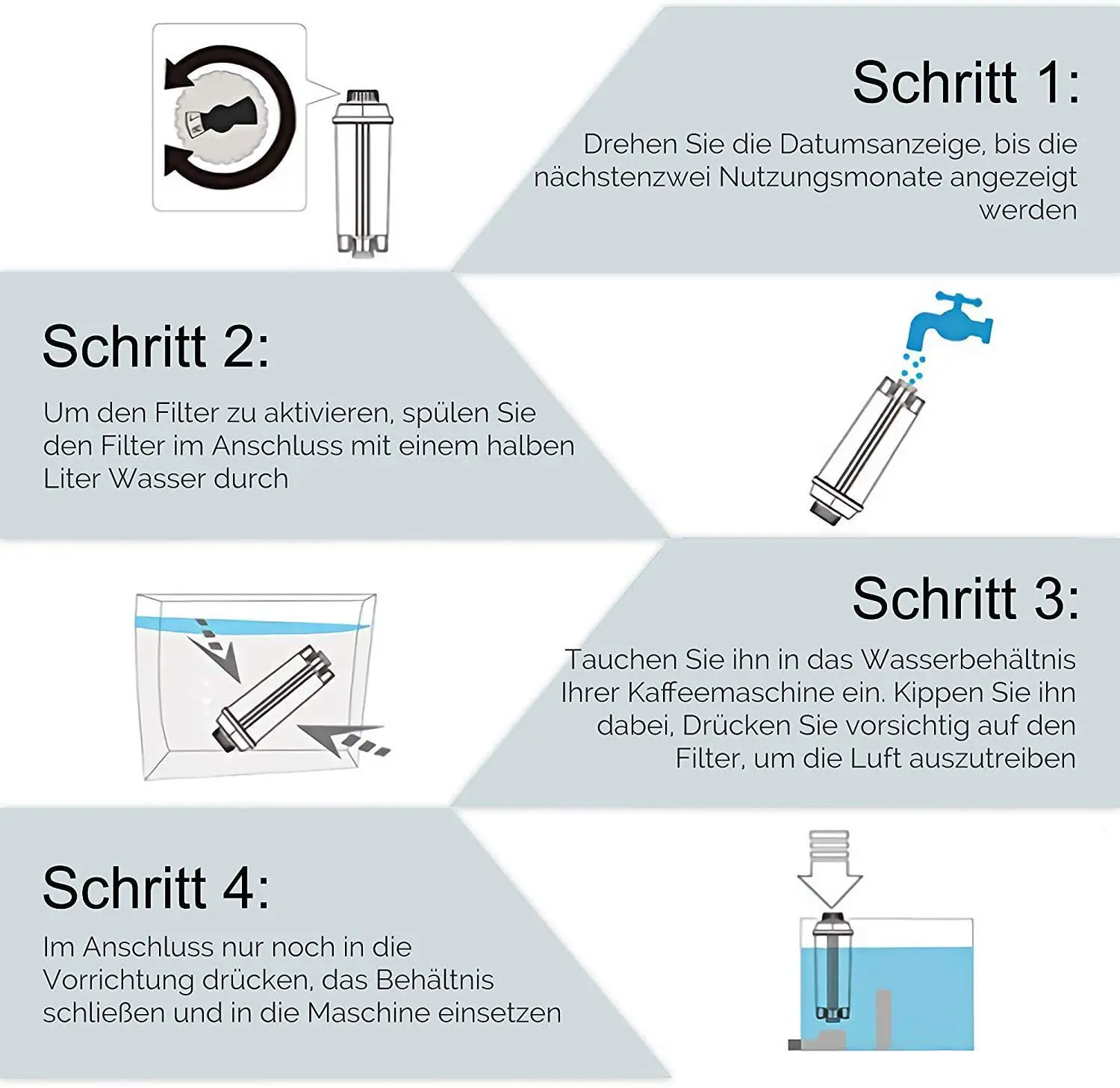 

2 Packs Replacement For Krups Claris F088 Precise Tamp Water Filters for Espresso Coffee Machine Water Filter Cartridge