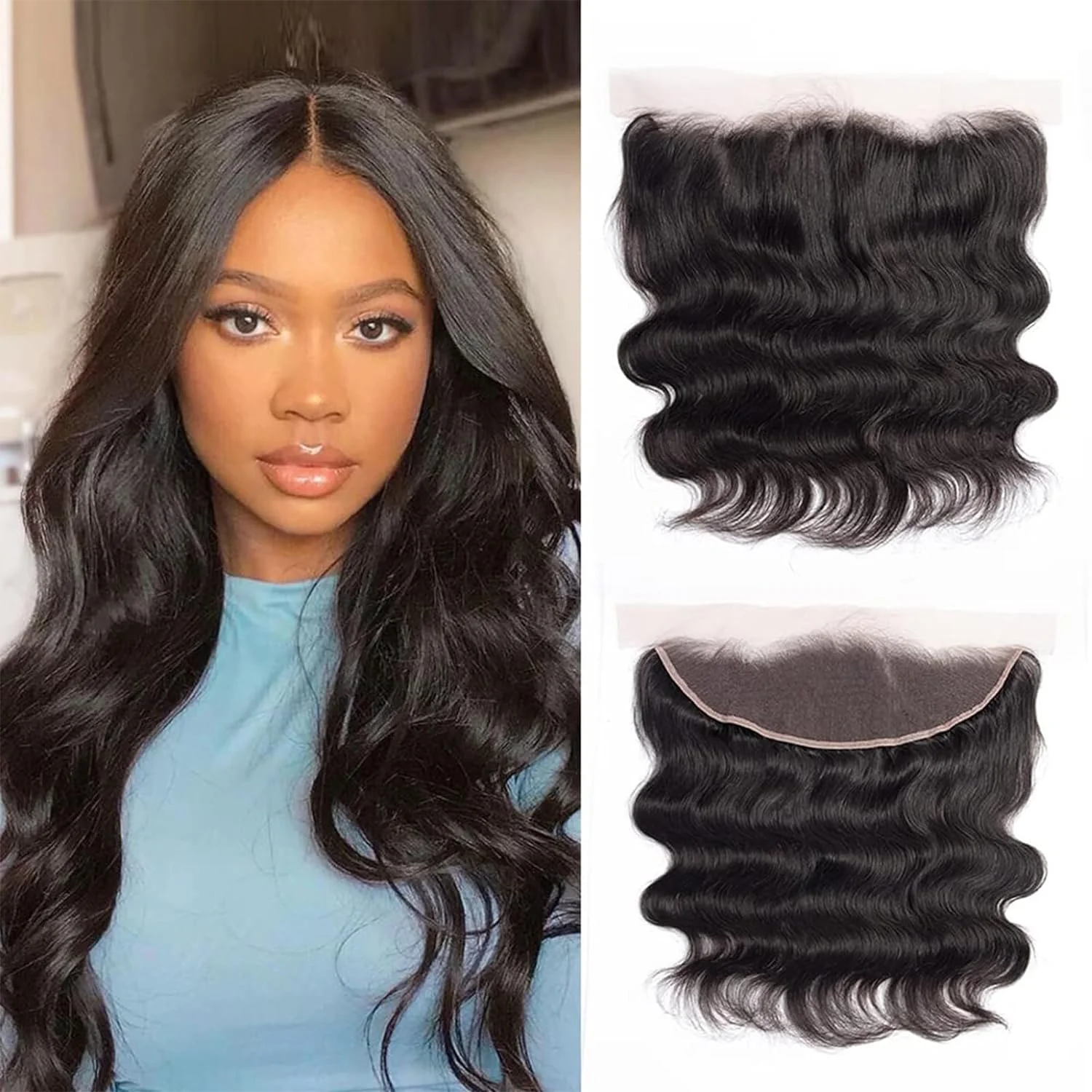 Extensões do cabelo humano da onda do corpo, fechamento transparente do laço HD, orelha a orelha, 4x4 Lace Frontal Only, 13x4