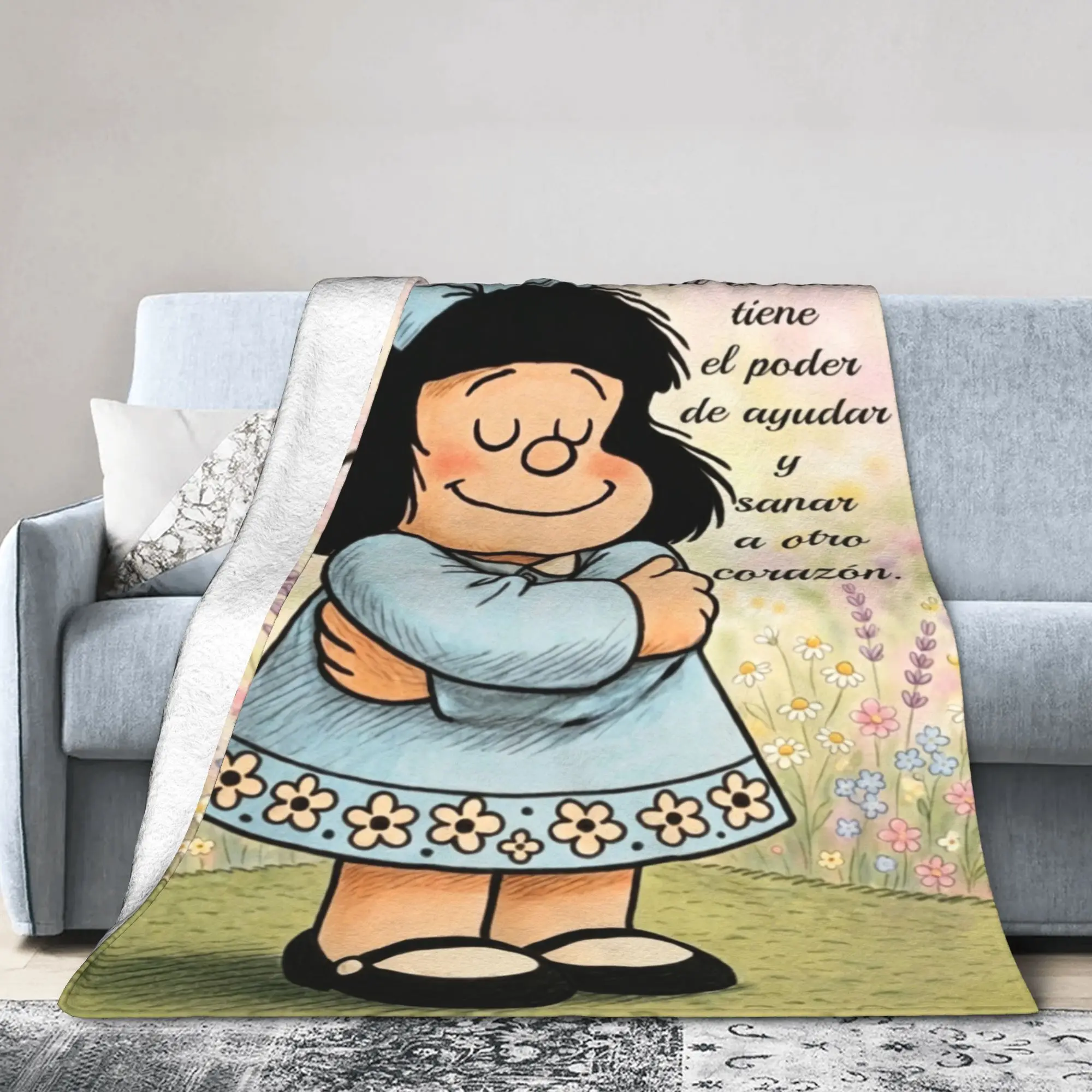 Lovely Mafaldas Hug Fleece Blankets Love Letter Awesome Throw Blanket for Home 150*125cm Rug Piece