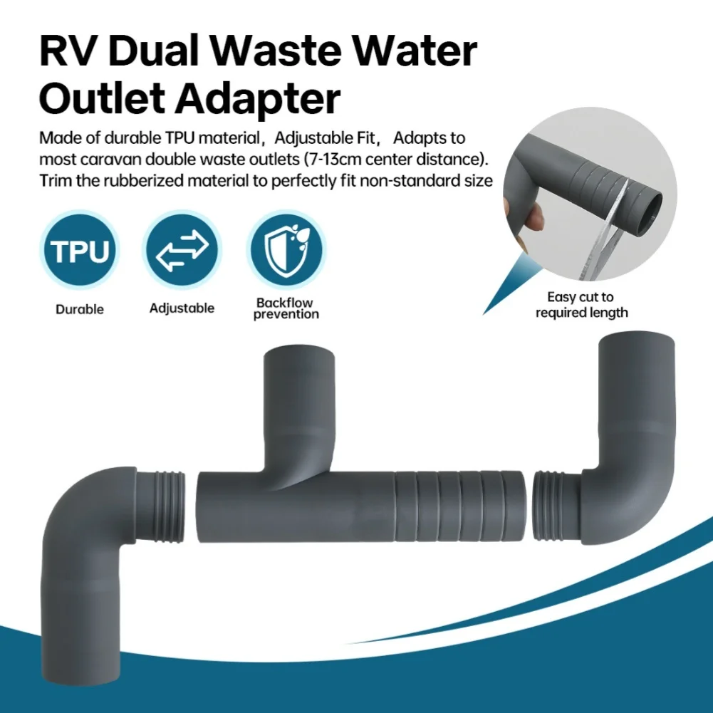 Telescopic RV Sewer Hose Kit Extends to 4m with Dual Waste Water Outlet Adapter Compatible with Most RV Systems