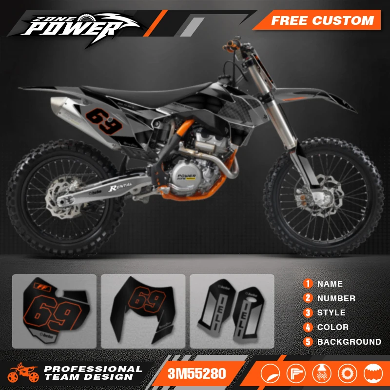 Powerzone Custom Team Decals Stickers Kits for KTM 125 200 250 300 350 450 500 EXC XCW 2014-2016 SX SXF 2013-2015 57