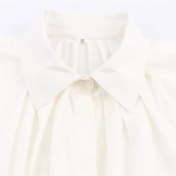 Modisches, lockeres, schlankmachendes, plissiertes Hemdoberteil mit Puffärmeln für Damen