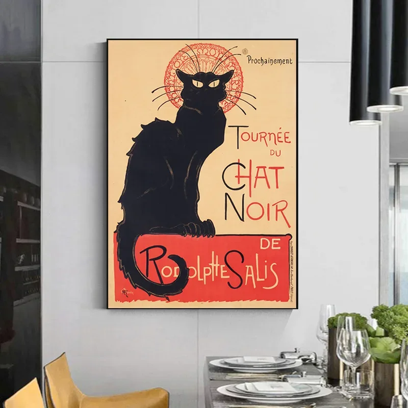 Tournee du Chat Noir Theophile Alexandre Steinlen Le Chat Noir القط الأسود قماش طباعة ملصق جدار ديكور فني للمنزل صورة فنية