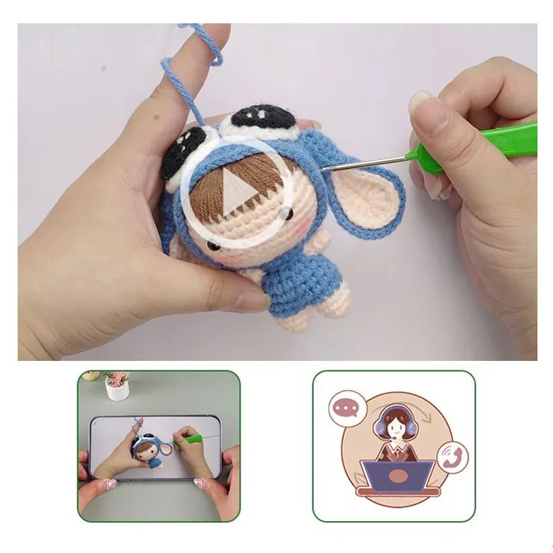 Kit DIY Handmade Crochet Doll para Iniciantes, Pacote de Material para Costura para Cães, Tricô para Crianças e Adultos, Amantes de Crochet