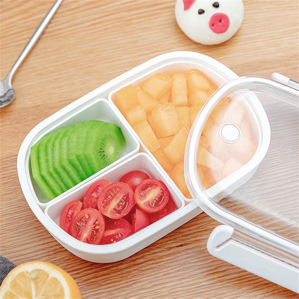 Fruit Bento Basket Microwave Safe Plastic Leak Proof Portable 2/3 Grids Kitchen Gadgets Portable Lunch Box Fresh-keeping