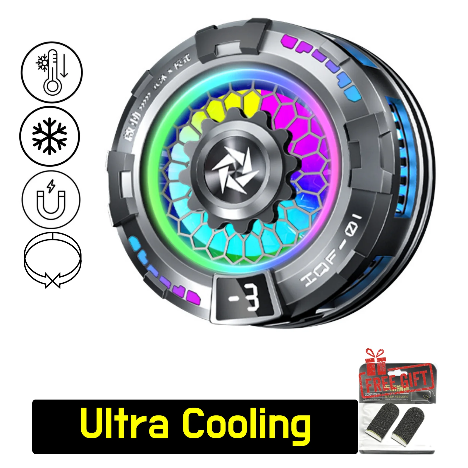 SL19 Portable Semiconductor Cooling Fan Gaming Cooler with Cool RGB Light for iPhone/Sumsung/XIAOMI/OPPO/VIVO