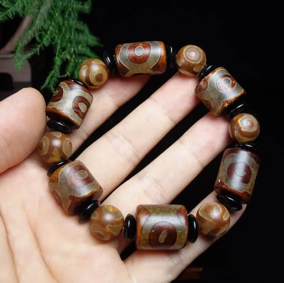 Tibetan Agate Three Eye DZi Bracelets, Men's and Women's National Style Versatile Bracelet Jewelry