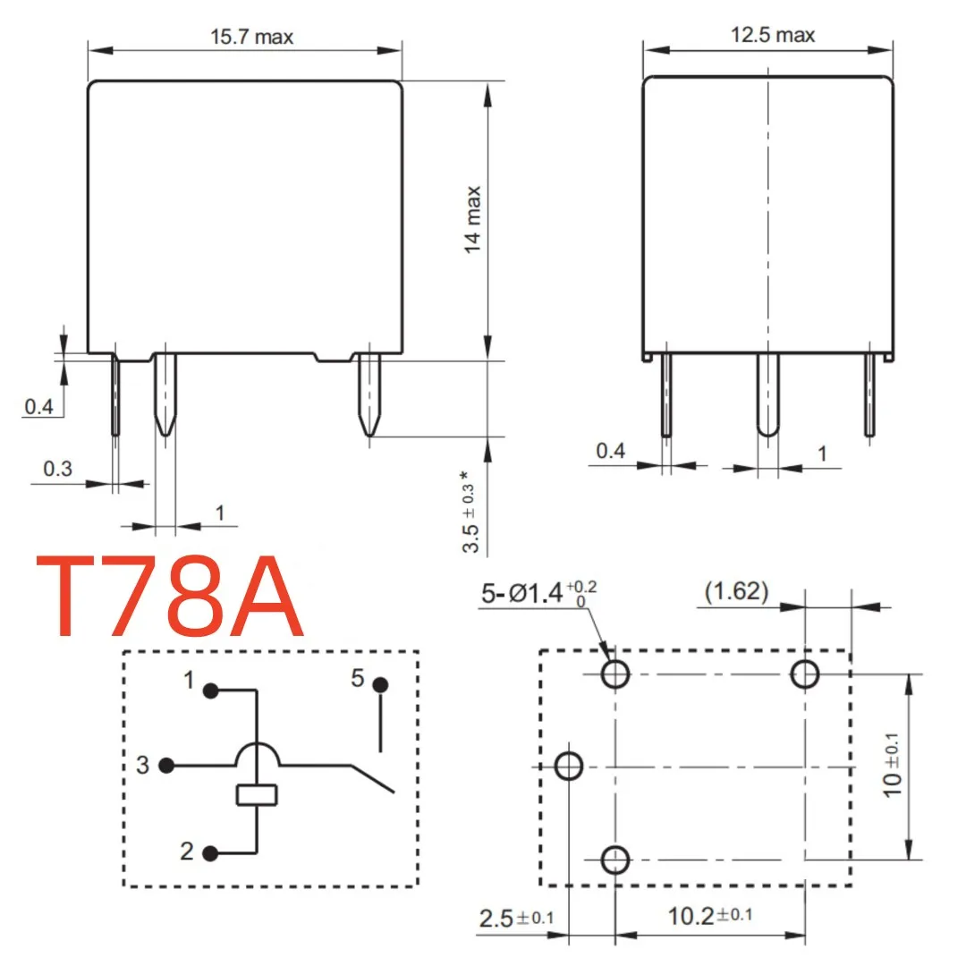 10PCS New for 4Pin 20A SPST Automotive Relay JQH-1A-12VDC T78A-12V