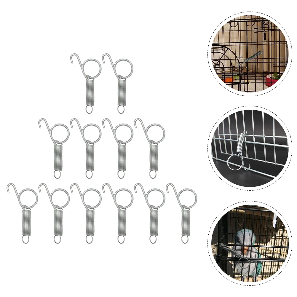 12 Pcs Hook up Rabbit Cage Door Spring for Pet Stainless Steel Utensil Fixed Multi-function Hooks