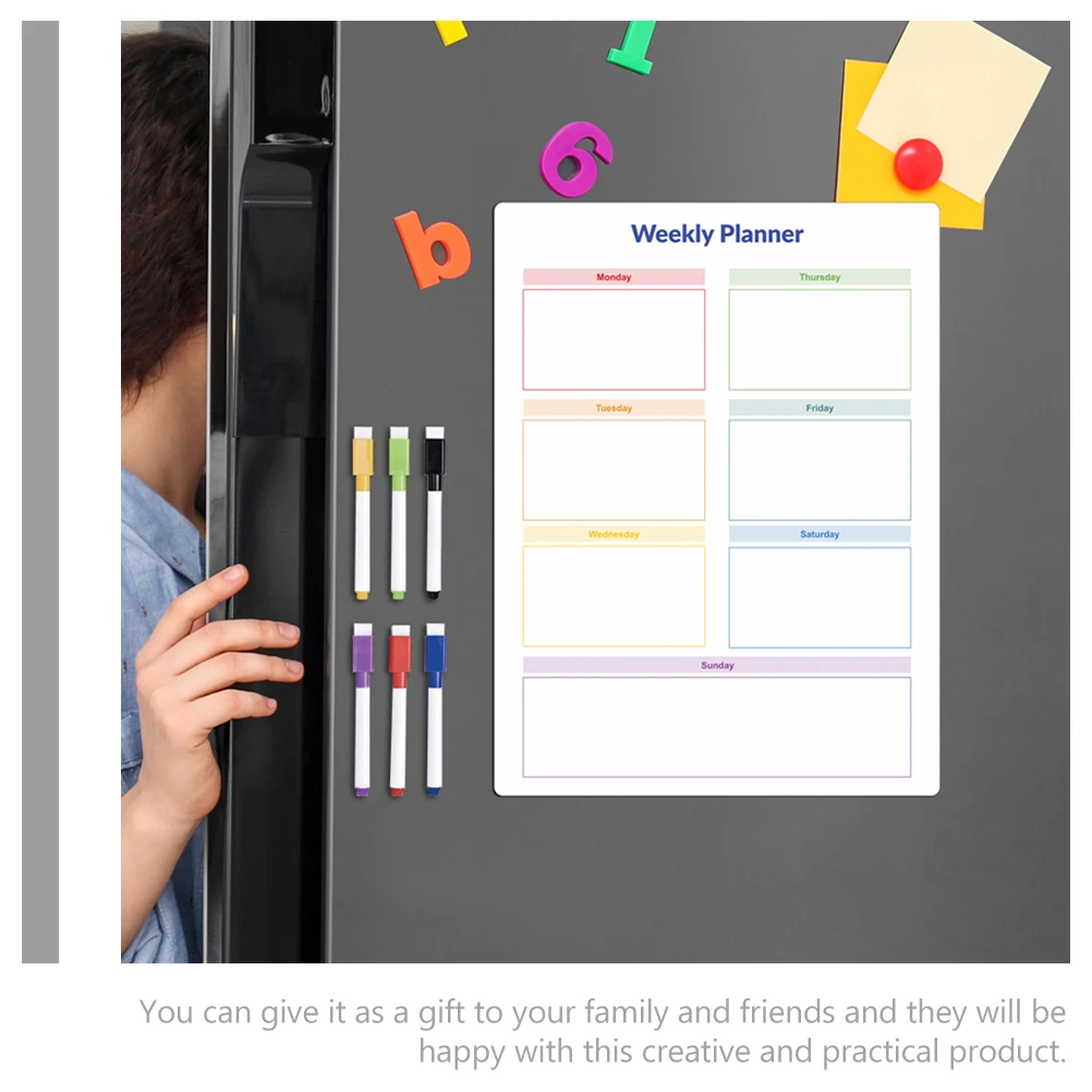 

1 Set Of Magnetic Whiteboard Dry Erase Board Fridge Calendar Reusable Smooth Surface Easy Clean Planner Note Office