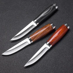 1 sharp stainless steel fruit knife with wooden handle, multi-purpose barbecue cut pocket knife for family and barbecue