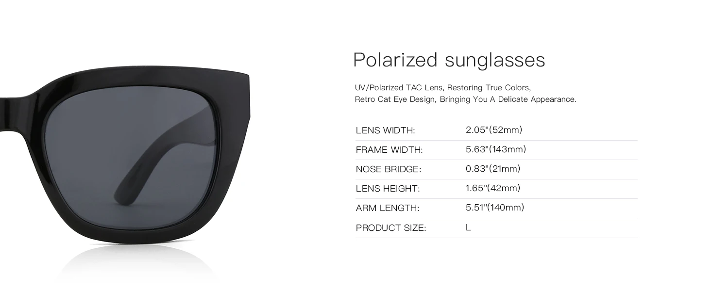 ZENOTTIC Modische Schmetterlings-polarisierte Sonnenbrille für Damen, UV400-Schutz, Schatten, Damen-Katzenaugen-Sonnenbrille – Detail 10