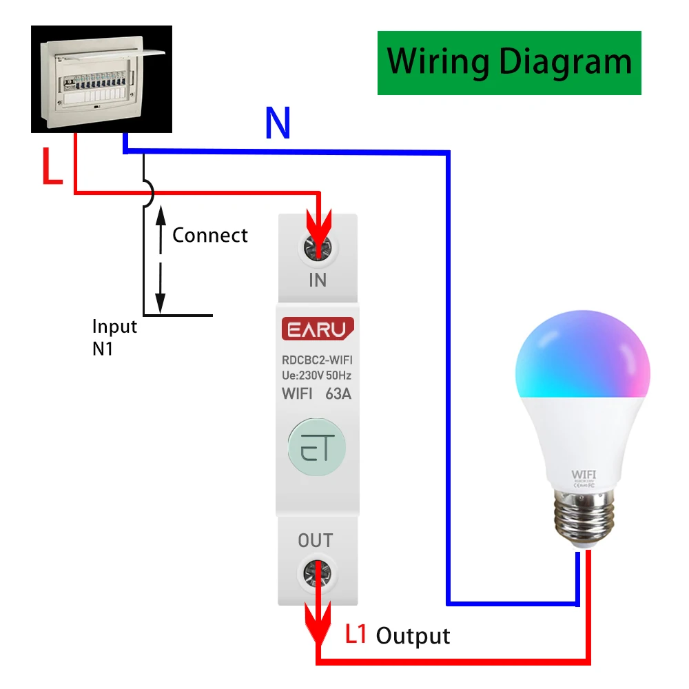 1P+N 2P Din Rail WiFi Smart Energy Meter Power Consumption kWh Leakage Circuit Breaker Timer Switch Relay Voltmeter for eWeLink