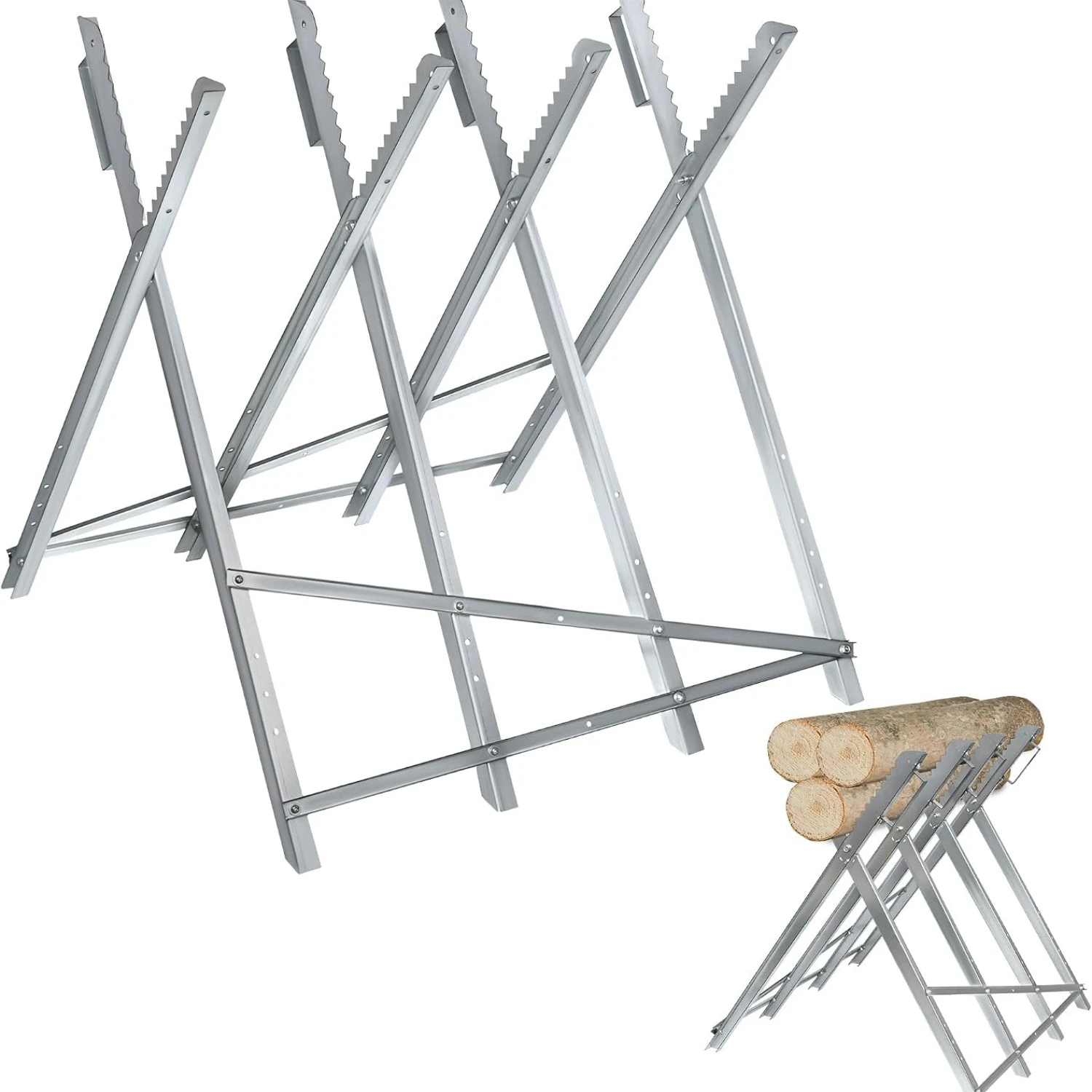 Supporto per sega a catena in legno, telaio pieghevole per seghe a catena, supporto in metallo, capacità di carico di 150 kg, design stabile, adatto per segherie e officine.