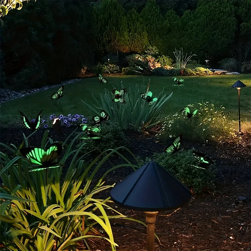 25-Pack Glowing Butterfly Garden Stakes, No-Battery Art Deco Style, Wedding-Ready 3D Butterfly Outdoor Lawn Decor