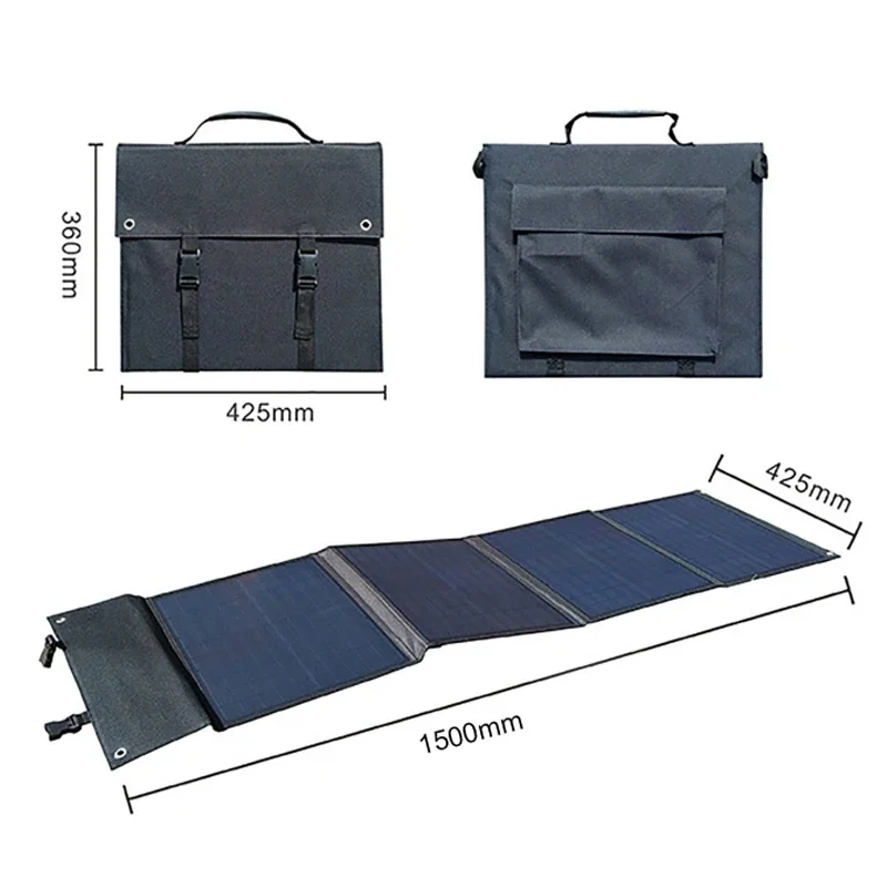 100W 18V Portable Solar Panel Folding Bag With USB DC Output Charger Device For Outdoor Mountaineering Travel Camping Hiking