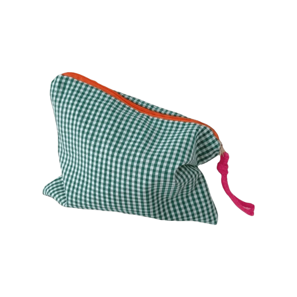 Ins Style Plaid Makeup Bag with Zipper Large Capacity Cosmetic Organizer Lightweight Portable Cosmetic Bag Women