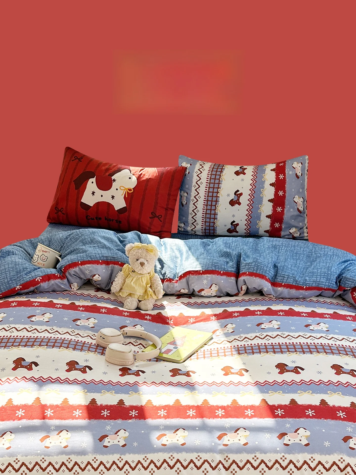 Zoeo Spring Cotton Bedding Four-Piece Set Dreamy Forest  Dual-Sided Design Duvet Cover Bed Sheet Style Cartoon Theme
