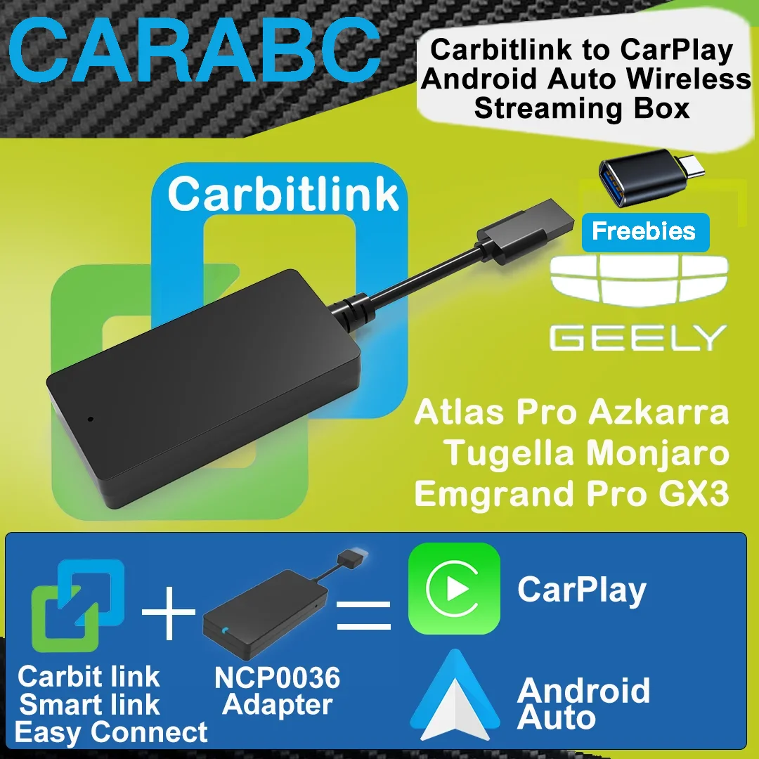 Geely Monjaro Tugella Atlas Pro Emgrand Pro GX3 Azkarra carbitlink easy connect adapter To CarPlay Android Auto