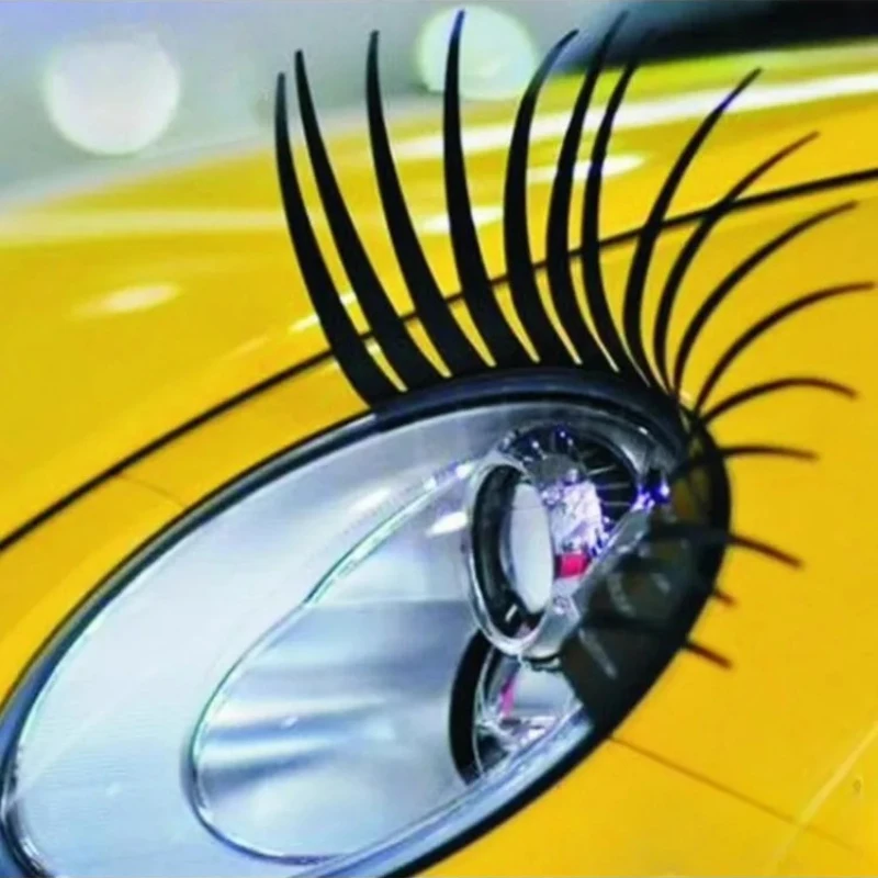 

Car Stickers Exterior Eyelashes Stickers - Black PVC Headlight Eyebrow Body Decals Auto Decoration Accessories