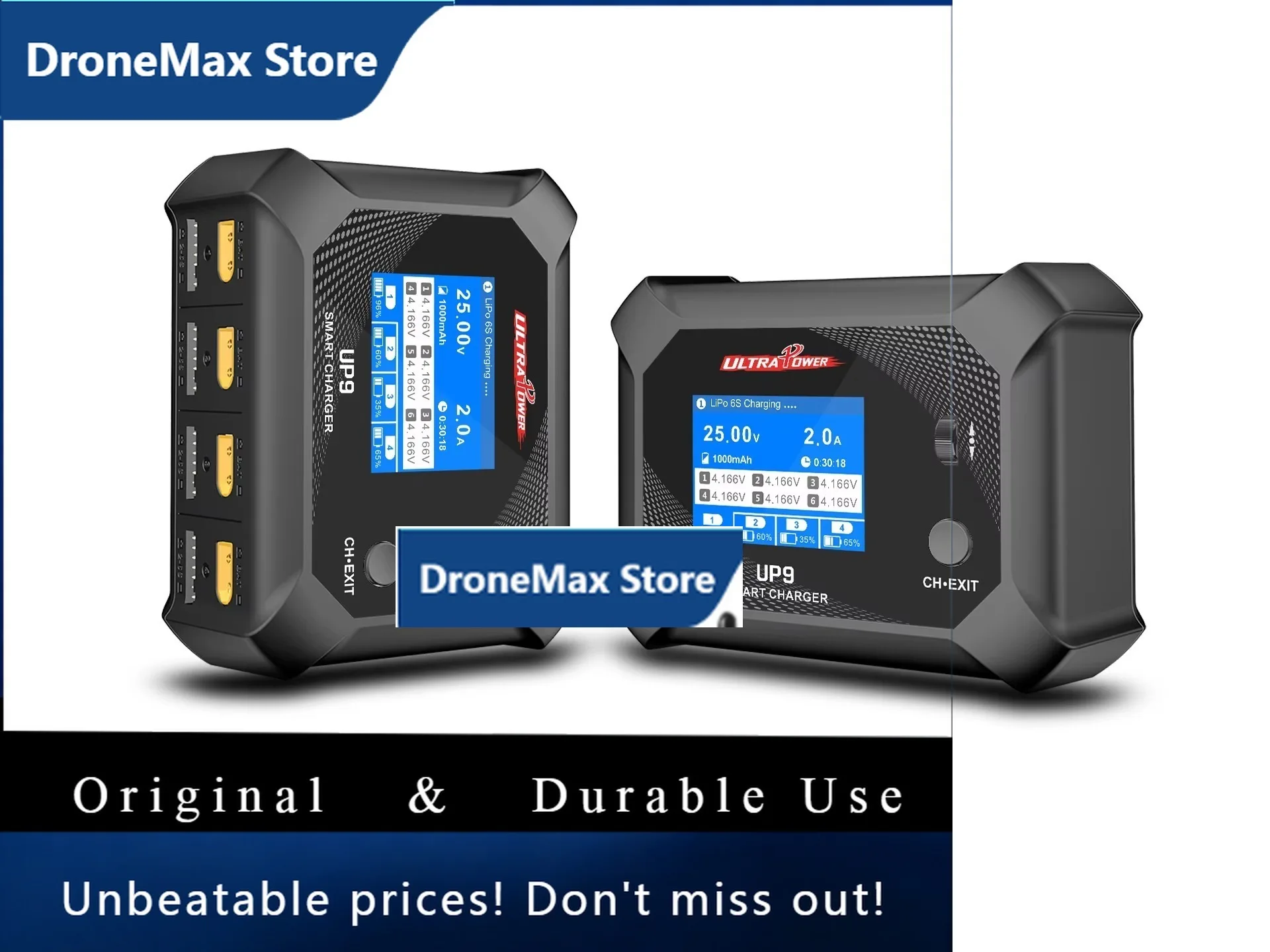 DroMaULTRA POWER UP9 200W Four Channels Smart Blance Charger AC100W /DC 200W Double Input Battery Charger Accessories RC