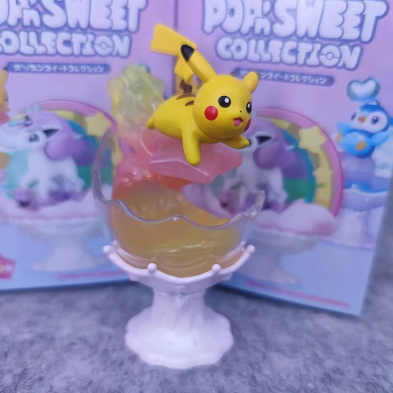 Kawaii dos desenhos animados re-mantem pokemon eevee pikachu pônei piplup pachirisu anime figura de ação modelo presentes para aniversário menino e menina