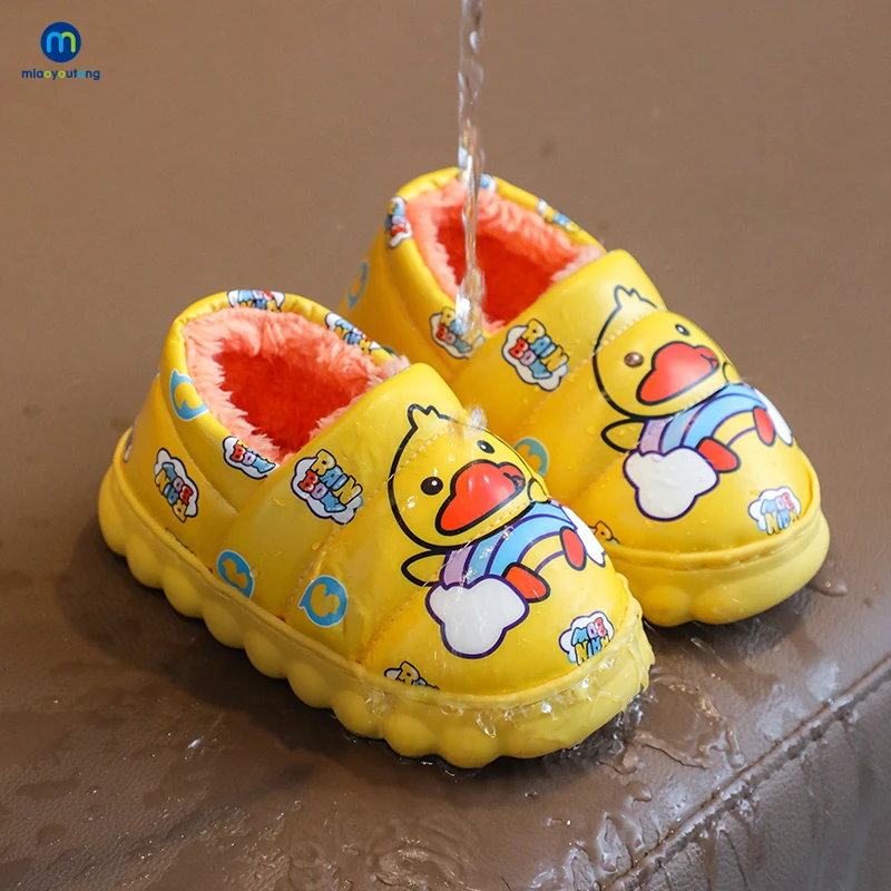 Pantofole per bambini impermeabili calde invernali suola antiscivolo peluche cotone ragazzi e ragazze Indoor Outdoor Kids Home Shoes miaoyutong