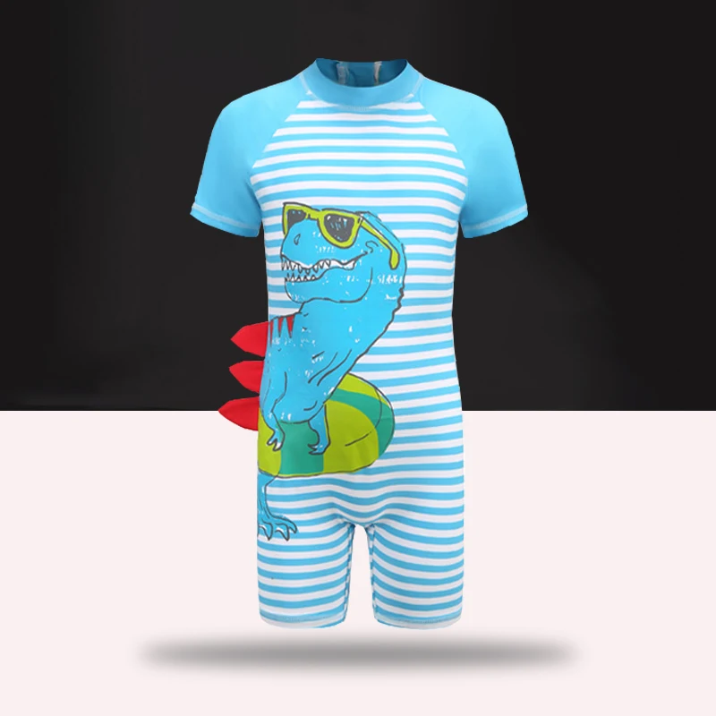 

Aged 2-12 Children's Cartoon Swimsuits One-Piece Boys Girls Swimwear Beach Bathing Suit Baby Dinosaur Striped Swimwear for Kids