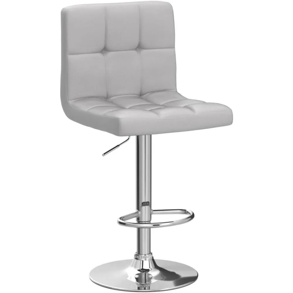 ​​2-Piece Adjustable Bar Stool Set​​ - PU Leather Counter Stools with Backrest (Light Gray)